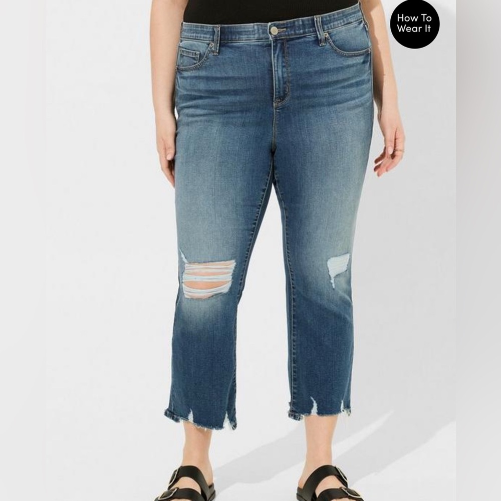 Torrid Crop Bootcut Distressed Soft High Rise Jeans 16